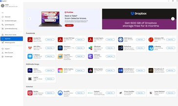 Pestaña de publicidad en MyAsus