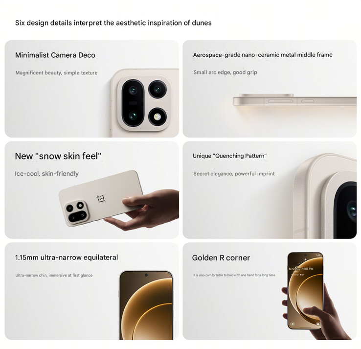Aspectos más destacados del diseño del OnePlus 15 (Fuente de la imagen: OnePlus - machine translated)