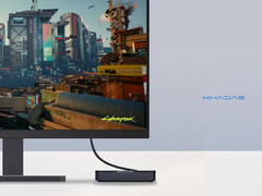 El Mind Pro también viene con una batería integrada. En la imagen: una imagen promocional que muestra el mini PC ejecutando Cyberpunk 2077. (Fuente de la imagen: Khadas)