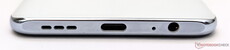 Parte inferior: Altavoz, USB-C, micrófono, toma de auriculares de 3,5 mm