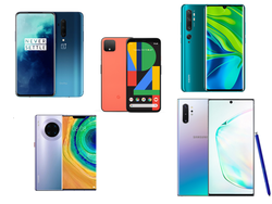 Comparación de la Xiaomi Mi Note 10 vs Google Pixel 4 vs OnePlus 7T Pro vs Samsung Galaxy Note 10+ vs Huawei Mate 30 Pro. Los dispositivos de prueba son cortesía de Samsung Alemania, Google Alemania y TradingShenzhen.