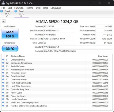ADATA SE920 funciona con PCIe 4.0 x4