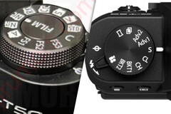 Las filtraciones de la Fujifilm X-T50 apuntan a un nuevo y controvertido dial que sustituirá al dial de accionamiento de la X-T30 II. (Fuente de la imagen: Fujifilm / FujiRumors - editado)