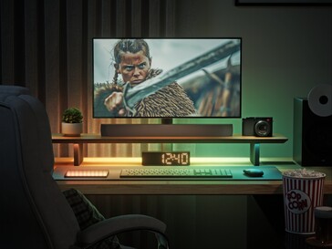 Soporte inteligente para monitor LED con iluminación ambiental para ver películas.