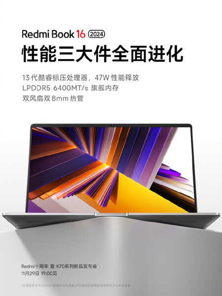 Especificaciones del RedmiBook 16 (imagen vía Weibo)