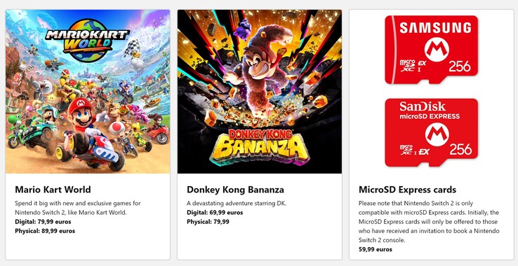Precios de Mario Kart World Donkey Kong Bananza España (Fuente de la imagen: Nintendo Store)