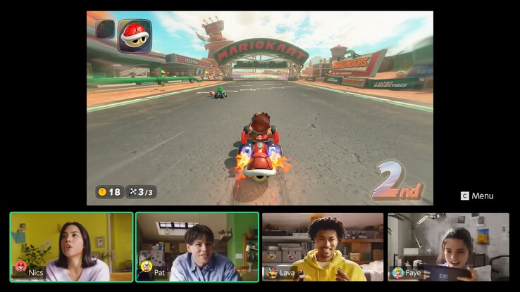 Nintendo Switch 2 GameChat pantalla dividida (Fuente de la imagen: captura de pantalla, Nintendo of America YouTube)