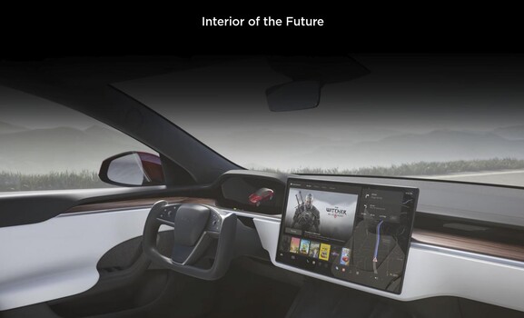 El interior del futuro, tal vez, pero no la interfaz de dirección del futuro, aparentemente. (Fuente de la imagen: Tesla)