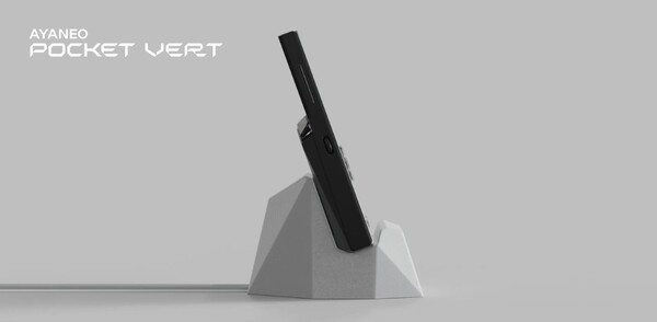 Entre los accesorios que estarán disponibles para la Pocket Vert se encuentra una base de carga. (Fuente de la imagen: Ayaneo)