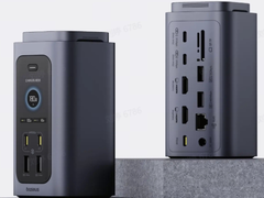 La estación de acoplamiento Basesus Spacemate RD1 Pro, sobre fondo gris. (Fuente de la imagen: Baseus)