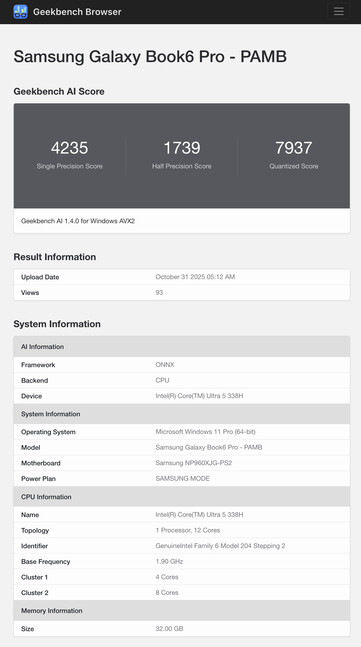 (Fuente de la imagen: Geekbench)