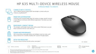 Especificaciones del ratón inalámbrico multidispositivo HP 635 (imagen a través de HP)