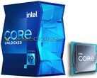 Caja del i9-11900K y nuevo logo de Intel Core en el chip. (Fuente de la imagen: VideoCardz/PCGamesN - editado)