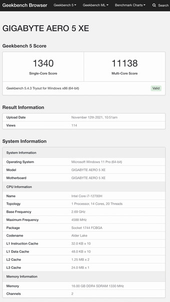 (Fuente de la imagen: Geekbench)