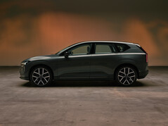 La vista lateral del nuevo Volvo EX60 pone de relieve las proporciones dinámicas de este SUV eléctrico de gama alta.