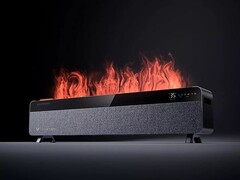 El calentador eléctrico de zócalo de grafeno portátil YUNMI VIOMI con llama de simulación se está financiando por crowdfunding en China. (Fuente de la imagen: YUNMI)