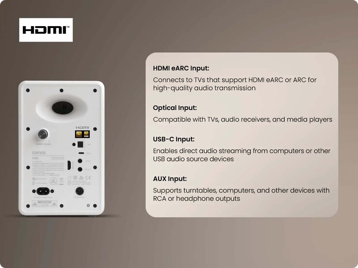 El Edifier M90 ofrece una amplia gama de entradas de audio