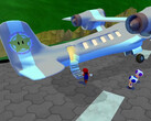 En «Super Mario Eclipse», Mario sube al avión de vacaciones de la princesa Peach.