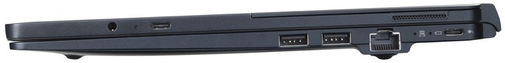 Lado derecho: conexión audio combo, 1x USB 3.1 Tipo C, 2x USB 3.1 Tipo A, GigabitLAN, 1x USB 3.1 Tipo C