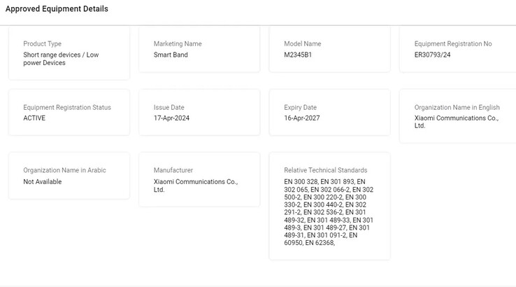 Una Xiaomi Smart Band de nueva generación obtiene nuevas certificaciones de TDRA...