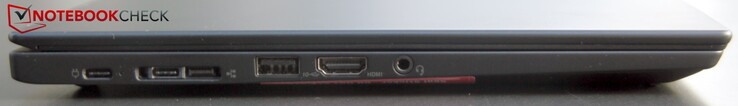 Lado izquierdo: USB 3.0 Tipo C, USB 3.0 Tipo C/propietario puerto Ethernet, HDMI, toma de 3.5 mm