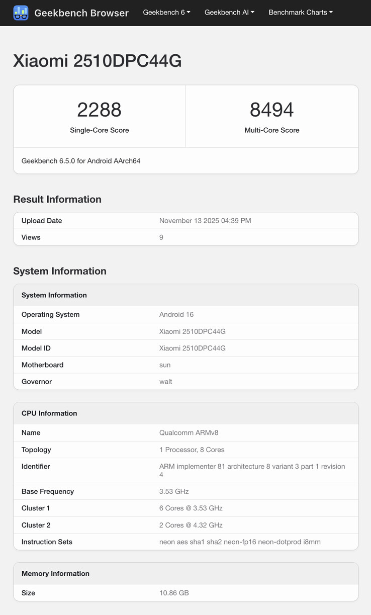 (Fuente de la imagen: Geekbench)