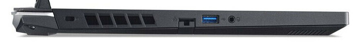 Lado izquierdo: Ranura para un candado de cable, Gigabit Ethernet, USB 3.2 Gen 1 (USB-A), combo de audio