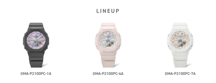 Los tres relojes Casio G-Shock GMA-P2100PC. (Fuente de la imagen: Casio)