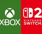 Logotipos de Xbox y Switch 2 apilados uno al lado del otro (Fuente de la imagen: Microsoft Xbox Gaming, Nintendo of America con ediciones)
