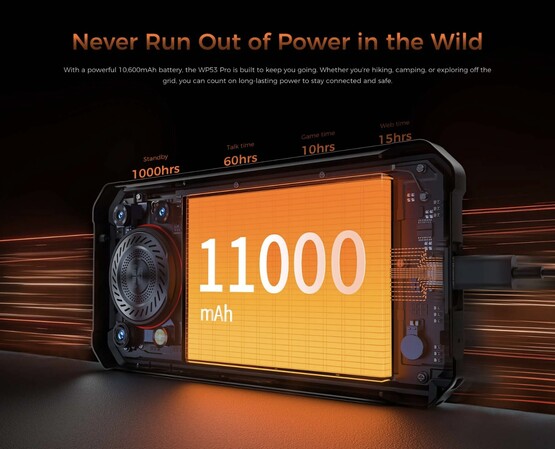 El smartphone robusto Oukitel WP53 Pro luce una enorme batería de 11.000 mAh. (Fuente de la imagen: Oukitel)