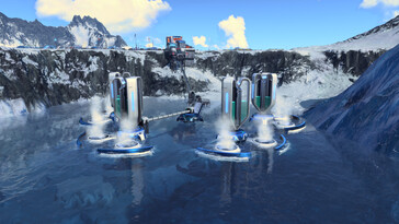 Una imagen que muestra edificios en Anno 2205.
