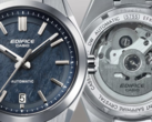 En la imagen, el Casio EFK-100D-2A con esfera azul texturizada y fondo transparente para ver el movimiento mecánico. (Fuente de la imagen: Casio)