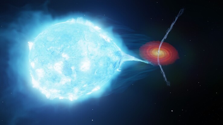 Una ilustración que muestra el sistema Cygnus X-1.