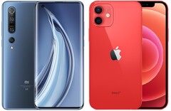 El Mi 10 Pro ha sido calificado más alto por su calidad de audio que el iPhone 12. (Fuente de la imagen: Xiaomi/Apple - editado)