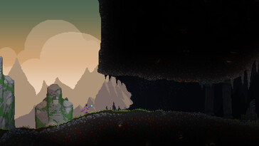 Una imagen que muestra un paisaje en Noita.