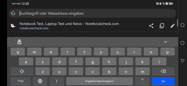 Teclado en modo apaisado