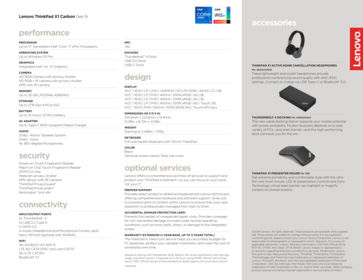 Especificaciones del Lenovo ThinkPad X1 Carbon Gen 9