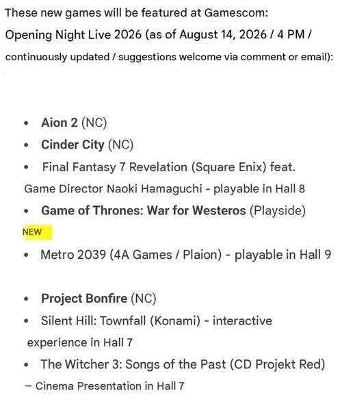 Programa de la Gamescom 2026 con la demo jugable de *Final Fantasy 7 Revelation*