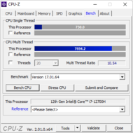 CPU-Z: pruebas de rendimiento