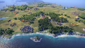 Una imagen que muestra un mapa de Knights of Honor II: Sovereign.