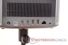 Trasera: Entrada de CC, S/PDIF, 2 USB-A 2.0, 2 HDMI 2.0 (1 con ARC), Ethernet, audio de 3,5 mm