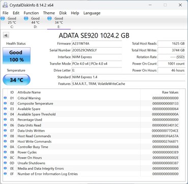 ADATA SE920 funciona con PCIe 4.0 x4