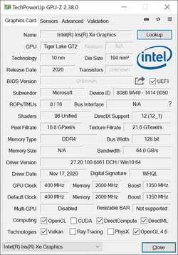 GPU-Z Gráficos Intel Xe G7