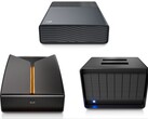 Seagate One Touch (arriba), FireCuda X Vault (izquierda) y LaCie 8big Pro5 (derecha).