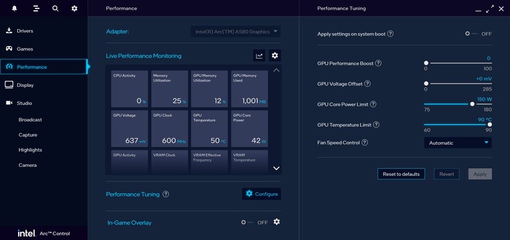 Configuración del controlador Intel