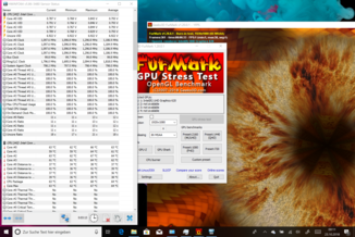 Información de hardware y sensores HWiNFO durante una prueba de esfuerzo FurMark