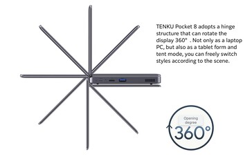 Se ofrece una ingeniosa bisagra de 360°.