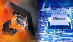 Los chips Ryzen 7000 Zen 4 de AMD compiten con los procesadores Raptor Lake de 13ª generación de Intel. (Fuente de la imagen: AMD/Intel - editado)