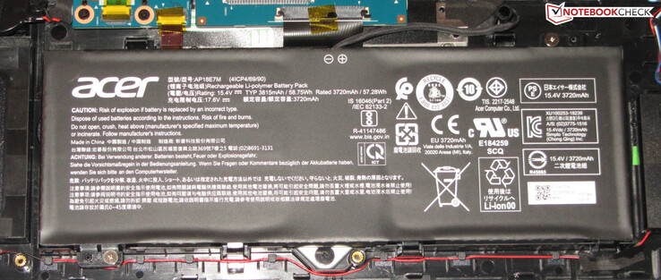 La batería ofrece una capacidad de 58,75 Wh.