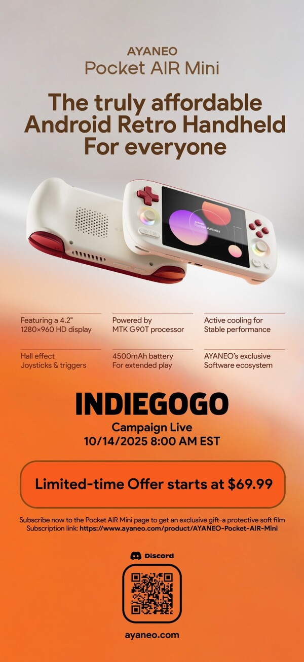 El Ayaneo Pocket Air Mini estará disponible para pedidos a través de Indiegogo. (Fuente de la imagen: Ayaneo)